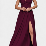 Vestido Tatjana Largo con Drapería Frontal y Escote Cruzado