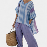 Carlotta | Top elegante en lavanda y azul cielo con pantalón de lino