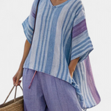 Carlotta | Top elegante en lavanda y azul cielo con pantalón de lino