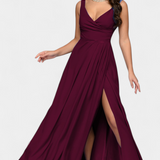 Vestido Tatjana Largo con Drapería Frontal y Escote Cruzado