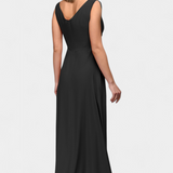 Vestido Tatjana Largo con Drapería Frontal y Escote Cruzado