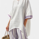 Allegra — Camiseta cómoda y pantalones de bambú a rayas