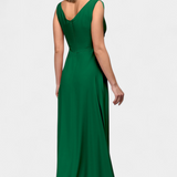 Vestido Tatjana Largo con Drapería Frontal y Escote Cruzado