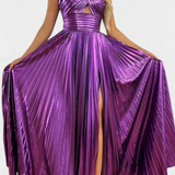 Vestido Branimira Maxi Metalizado con Cruzado y Abertura
