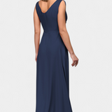 Vestido Tatjana Largo con Drapería Frontal y Escote Cruzado