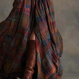 Highland Muse™ | Vestido Maxi de Cuadros Vintage