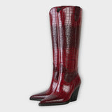 Mirjana - Botas con Patrón de Cocodrilo y Tacón Elegante