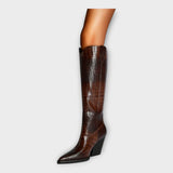 Mirjana - Botas con Patrón de Cocodrilo y Tacón Elegante