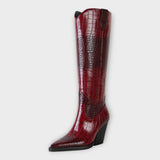 Mirjana - Botas con Patrón de Cocodrilo y Tacón Elegante