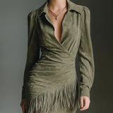 Seraphina Fringe™| Vestido Mini Envueltos de Ante Lujo
