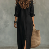 SAULE | Vestido Maxi Silueta Esforzada y Halagadora Ropa Diaria Versátil