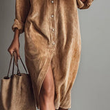 Vestido Midi de Pana Suave Sienna con Botones