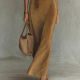 Solaire Suede™ | Elegante Vestido Camisero Maxi Vintage