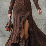 Vestido Maxi con Volantes Sable Western