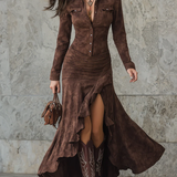Vestido Maxi con Volantes Sable Western