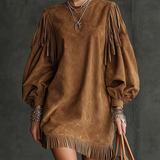 Aurelia Fringe™ | Vestido Mini de Ante Vintage