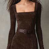 Vestido Maxi con Escote Cuadrado y Abertura Aurelia