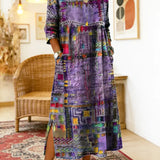 Manuela | Vestido Denim con Patchwork Étnico