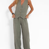 Aira | Conjunto elegante de dos piezas con chaleco y pantalón de pierna ancha