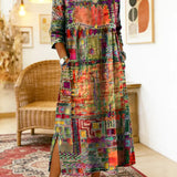 Manuela | Vestido Denim con Patchwork Étnico