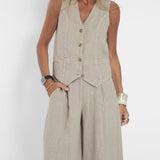 Aira | Conjunto elegante de dos piezas con chaleco y pantalón de pierna ancha