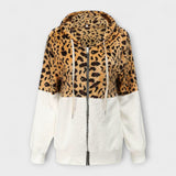 Lea - Sudadera de forro polar con capucha en estampado de leopardo