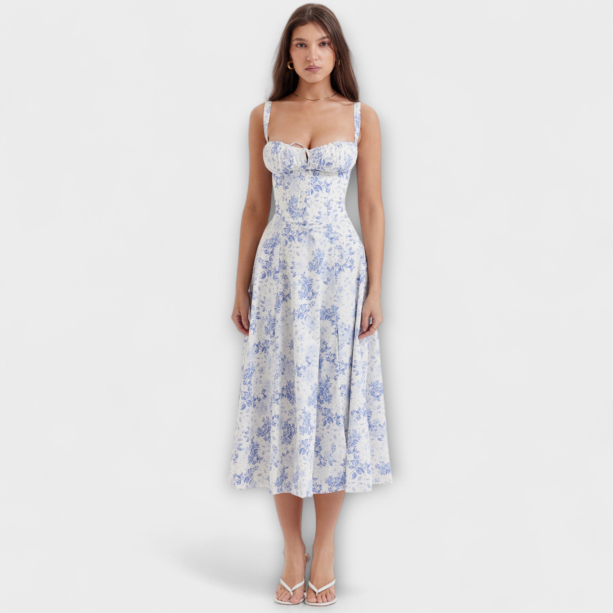 Zipporas – Encantador vestido bustier con estampado floral