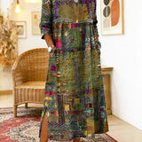 Manuela | Vestido Denim con Patchwork Étnico