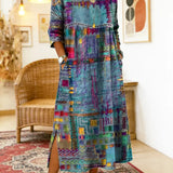 Manuela | Vestido Denim con Patchwork Étnico