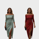 Evelyn - Vestido elegante con hombros al descubierto