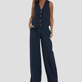 Aira | Conjunto elegante de dos piezas con chaleco y pantalón de pierna ancha