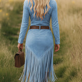 Vestido Midi con Cremallera y Flecos Sierra Western