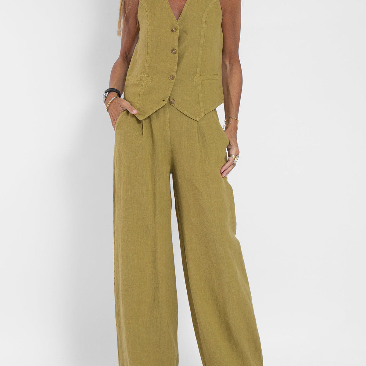 Aira – Conjunto elegante de dos piezas con chaleco y pantalón de pierna ancha