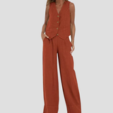 Aira | Conjunto elegante de dos piezas con chaleco y pantalón de pierna ancha