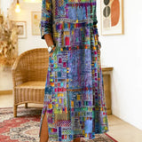 Manuela | Vestido Denim con Patchwork Étnico