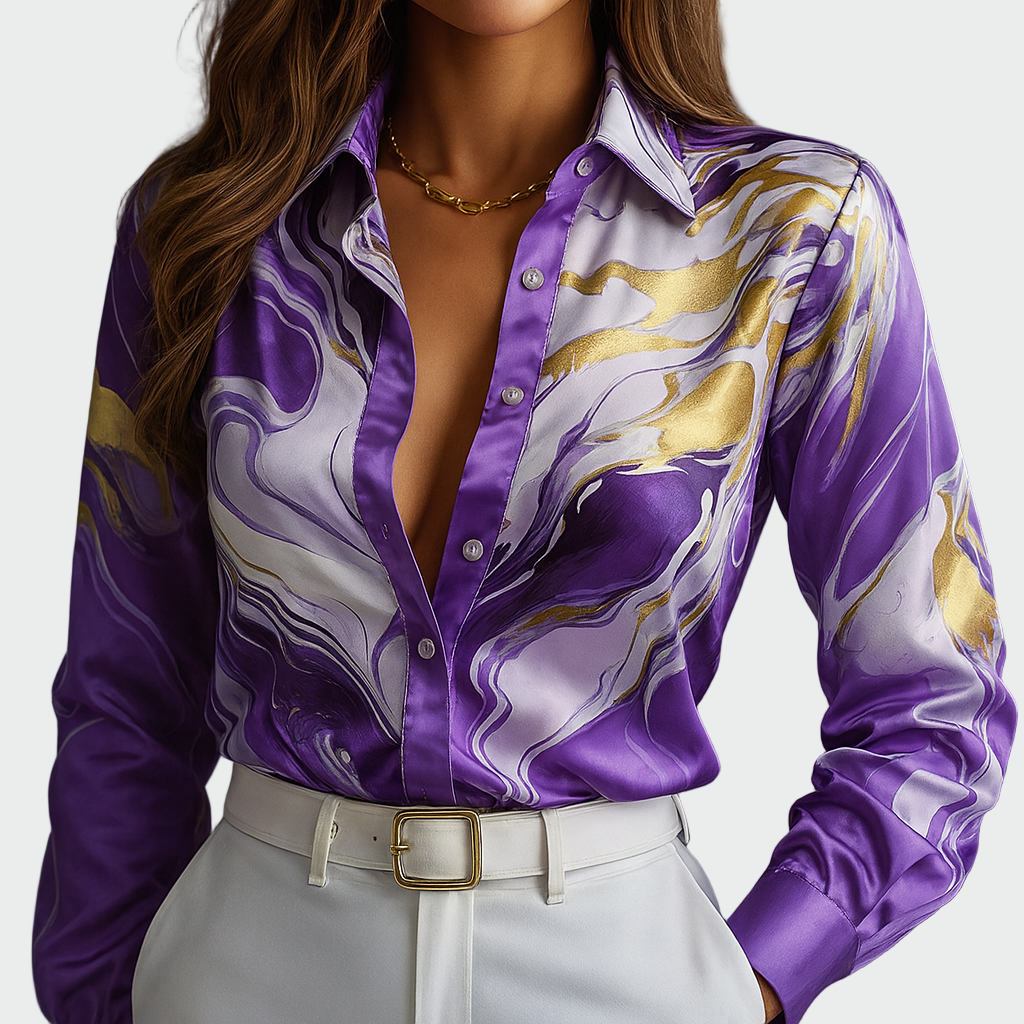 Mirjana – Camisa de mujer de satén brillante