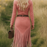 Vestido Midi con Cremallera y Flecos Sierra Western