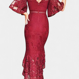 Ksenija Midi Vestido de Encaje con Escote en Forma de Corazón