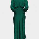 Vestido Maxi Marija con Cuello Alto y Detalles Florales