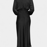 Vestido Maxi Marija con Cuello Alto y Detalles Florales