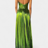 Vestido Branimira Maxi Metalizado con Cruzado y Abertura