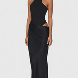 Vestido Maxi Leona con Estilo de Top de Tirantes y Silueta Alargada