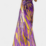 Vestido Blanka Maxi Asimétrico con Patrón Vibrante