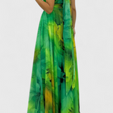 Vestido Maxi Antonija de Chifón con Estampado Floral y Cuello Halter