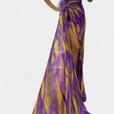 Vestido Blanka Maxi Asimétrico con Patrón Vibrante
