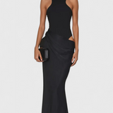 Vestido Maxi Leona con Estilo de Top de Tirantes y Silueta Alargada