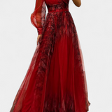 Vestido Maxi Natalija de Chiffón con Hombro Descubierto y Rosa Voluminosa