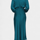 Vestido Maxi Marija con Cuello Alto y Detalles Florales