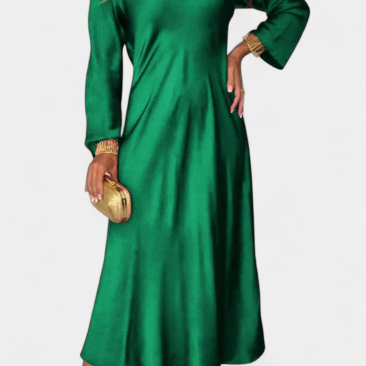 Vestido Martina Haljina Fluido con Escote en V y Mangas Largas