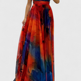 Vestido Maxi Antonija de Chifón con Estampado Floral y Cuello Halter